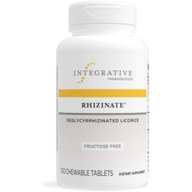 Integrative Therapeutics Rhizinate Fructose Free - Deglycyrrhizinated Licorice (DGL) - for Stomach, Intestinal and Digestive Support - Gluten Free - Dairy Free - Vegan - 100 Chewable Tablets