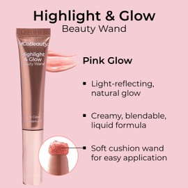 MCoBeauty Highlight & Glow Beauty Wand, Pink Glow, Luminous Highlight for Radiance Skin, Vegan, Cruelty Free Cosmetics
