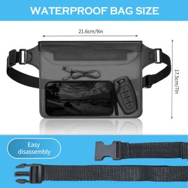 2 Pack Waterproof Pouch with Waist Strap, Waterproof Waist Pouch Waterproof Fanny Pack for Swimming, Dry Bag Fanny Pack for Swimming Kayaking Boating Surfing (Black)
