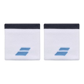 Babolat Unisex Sponge Logo Wristband - One Size - Colour: White/Blue, Fast Absorption of Sweat, Width 7.5 cm, Black Wrist Strap for Gym Tennis Badminton Padel Unisex-Adult