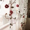 SLOW SOUL 2 Panels Violet Red Flowers Leaves Sheer Curtain