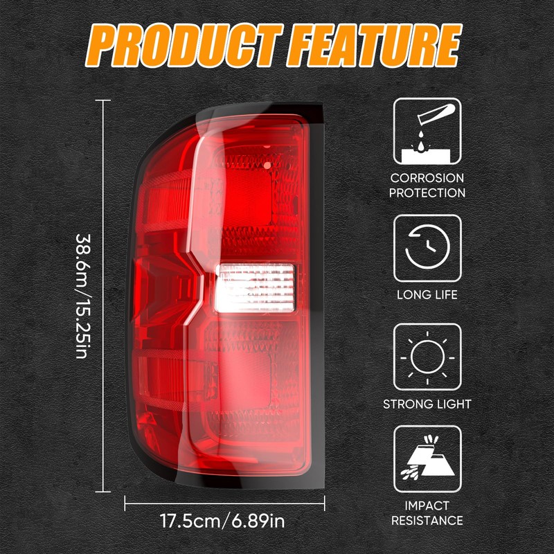 Reilauto Tail Light Assembly Compatible with 2016-2019 Chevy Silverado 1500