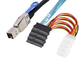 Heretom 2PCS 3.3FT Internal HD Mini SAS SFF-8644 to 4 x SFF-8482 Cable with IDE Power Cable