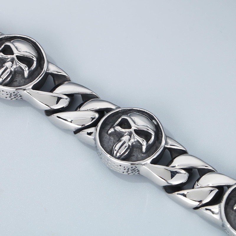 Klapgo Stainless Steel Gothic Skull Bracelet for Men and Women