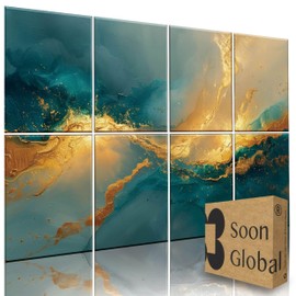 Soon Global Acoustical Wall Panels, 48 X 32 Inches Art Acoustic Panels, Decorative Acoustic Panels, Acoustic Wall Panels, Sound Absorbing Wall Art, Oceanic Gleam