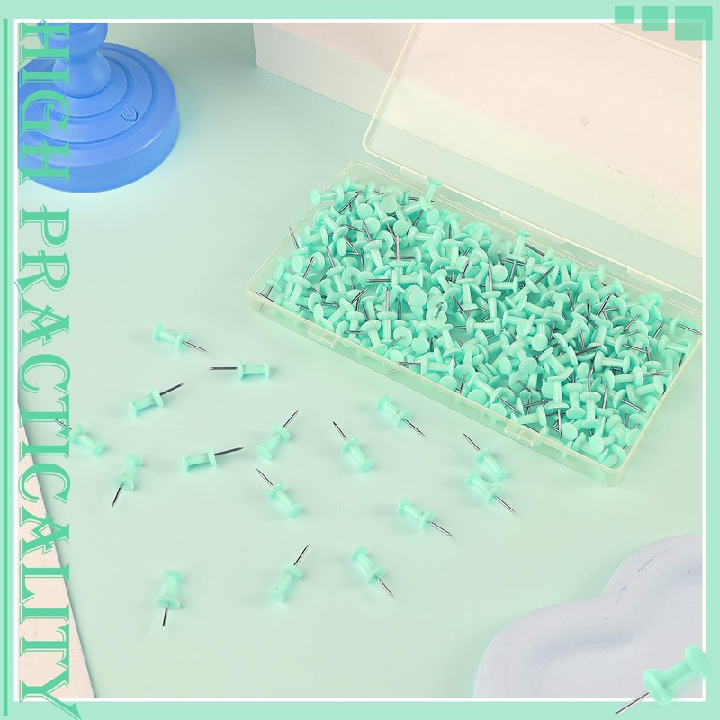 220 Count Green Push Pins, Standard Plastic Head Steel Point