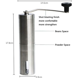 Portable Manual Coffee Grinder, Coffee Bean Grinder with Conical Burr Mill for Ideal Precision Brew, French Press, Espresso etc