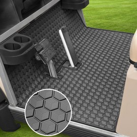 Golf Cart Mat for Club Car Ds Floor Liner Unique Cube Square Patent Design Fits Club Car Ds 1982-2013, Villager 1982-2018 Black Trim