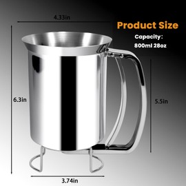 800ml Pancake Batter Dispenser, Stainless Steel Cupcake Batter Kitchen Handheld Pancake Batter Dispenser with Spout Squeeze Handle for Baking Cupcake, Waffles, Muffin Mix, Crepes, Cake