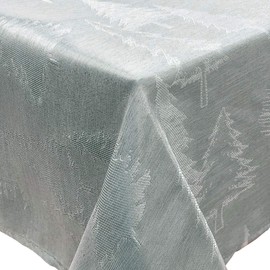 CAIT CHAPMAN HOME COLLECTION Shimmering Holiday Modern Tree Jacquard Woven Tablecloth (60" x 84" Rectangle, Silver Gray)