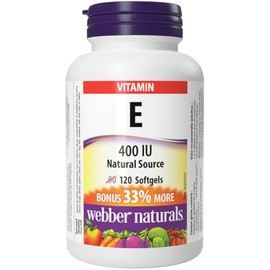 Webber Naturals Webber Naturals Vitamin E 400 IU, 120 Softgels, Natural Source of Vitamin E, Antioxidant Support