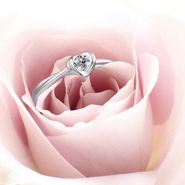 TANGPOET Heart Rings for Women 925 Sterling Silver Lab Created Diamond Wedding Rings Engagement Ring Size 8 Valentines Day Gifts for Wife Girlfriend