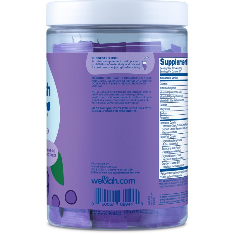 Wellah Splish Splash Hydration (Grape Flavor) 20 Stick Packs -