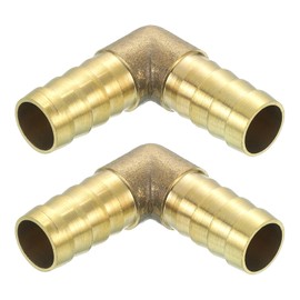 sourcing map 2 Pcs Brass Hose Barb Fitting L Right Angle Elbow Connector Coupler, 9/16" ID Brass Fitting Air Hose Fittings for Connecting Water Fuel Air, Oil Hoses