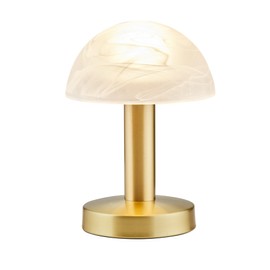 Trio Leuchten Trio Leuchten LED Tischleuchte Fynn II 599110108, Metall Messing matt, Glas alabasterfarbig wei?, inkl. 1x E14 4.9 Watt LED, Touch-Me-Funktion (4-fach schaltbar, 3 Helligkeitsstufen), H?he 21cm