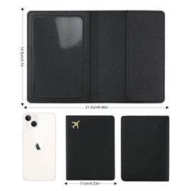 ILIYAH Passport Covers Travel Wallet Leather Passport Holder Travel Accessories Passport Cover Cards and Banknotes Can Be Inserted, black