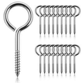 YIWONFU Pack of 18 Eye Bolts Stainless Steel 65 mm, Heavy Duty Screw Eyelets (Load Capacity 2000N), Rustproof 304 Stainless Steel Eye Screw Hooks for Wood, Hanging Basket, Potted Plant, Pendant Lamp