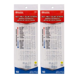 BAZIC Hot Melt Glue Sticks Dual Temp Mini 7.87" x 0.27", All Purpose Industrial Glue Stick, Quick Repair Home Improvement Crafts (10/Pack), 2-Pack