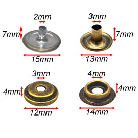 18 Sets 15mm Jumper Hooks Stainless Steel Metal Buttons (with Tools) DIY Handmade. (Bronze)
