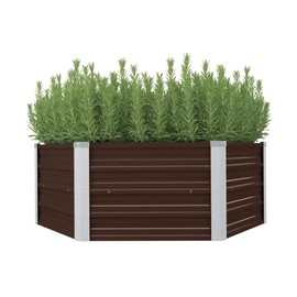 MKUSGQE Raised Garden Bed Brown 50.8"X50.8"X18.1" Galvanized Steel 1Ps,Strict QC