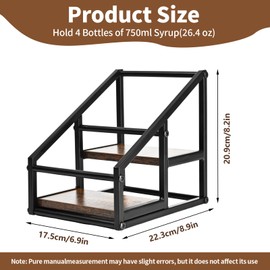 YQBRAO Coffee Syrup Organizer, 2-Tier 4 Bottles Coffee Syrup Rack for Coffee Bar, Coffee Syrup Stand for kitchen coffee station, Coffee Syrup Holder for Syrup, Wine, Dressing