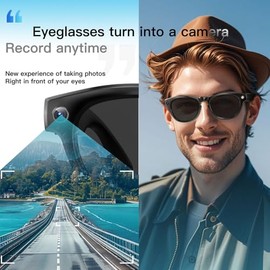 Dpofirs Gafas Inteligentes de Traducción de IA, Gafas de Sol Bluetooth con Traductor 11 Idiomas, Llamadas de Reproducción de Música, con Cámara, Gafas