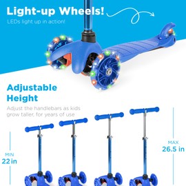 Best Choice Products Kids Mini Kick Scooter Toy w/Light-Up Wheels, Height Adjustable T-Bar, Foot Break - Blue