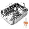 Roasting Pan with U-shape Rack,304 Stainless Steel Bakeware Tray Large