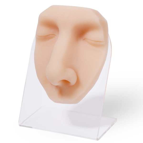 Faruijie - Modelo de cara de silicona suave – 1:1 reutilizable modelo de simulación profesional para practicar sutura, práctica de perforación, pinchazos, exhibición de tachuelas de joyería,