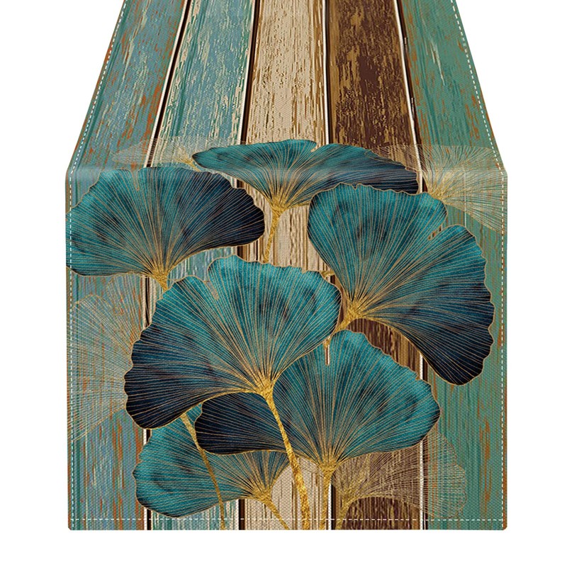 LRartdeco Table Runner Green Table Runner Washable Antique Rustic Wood