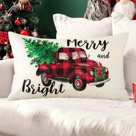 JOTOM Christmas Pillow Covers Christmas Winter Holiday Cushion Covers Home Decorative Throw Pillow Covers Xmas Pillowcases for Sofa Bed Couch Decor