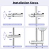 Alyvisun Adjustable Hand Shower Holder with 2 Hooks, Universal Shower