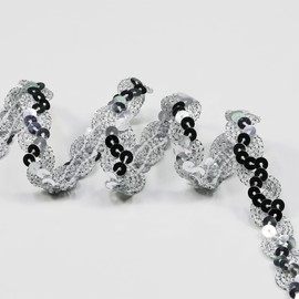 12 Yards Wide 0.59 Inch Silver Sequin Ribbon Trim for DIY Sewing Dress Dance Costumes，Headband (Silver)