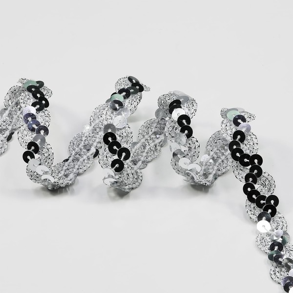 12 Yards Wide 0.59 Inch Silver Sequin Ribbon Trim for