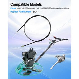 21243 Throttle Cable Kit Compatible With Multiquip-Whiteman J36 JS36 B46 BS46 Trowel Machines, Reinforced Control Handle