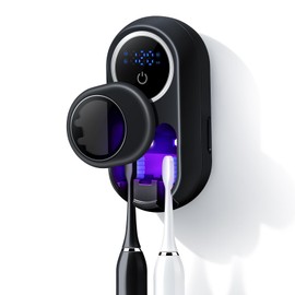 Upgraded LED Smart Screen Toothbrush Sterilizer, Toothbrush Cleaner Holder with Auto-Inductive Cover, Drying and Cleaning Tooth Brush Box for Home, Travel (Black)