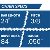 ZENTOP 24" Carbide Chainsaw Chain, 3/8" Pitch .050" Gauge 84DL,