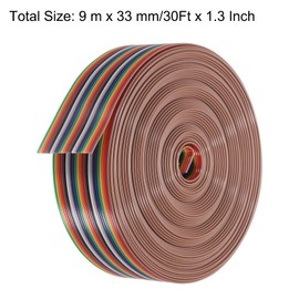 QUARKZMAN 1 Piece 25 Pin Ribbon Rainbow Cable 30ft 1.27mm Pitch Breadboard Jumper Wires for Electronic Projects
