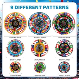 Elomy World Party Cup Decorations - 18PCS World Soccer Cup Party Paper Fans Hanging Supplies 2026, Soccer Country Flags Decor Set for Game Day Sports Competition Viewing