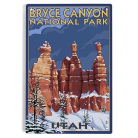 Lantern Press 6x9 Inch Metal Sign, Bryce Canyon National Park, Utah, Winter Scene #2, Painterly Series