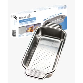 Stainless Steel Sink Strainer Extendible / Kitchen Organiser Variable / Pasta Strainer for Straining / Strainer Basket for Washing Vegetables and Fruits / Camping Tableware