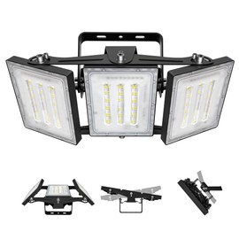 LED Flood Light Outdoor, STASUN 150W 15000lm 6000K Daylight White IP66 Waterproof, Commercial Parking Lot Light,3 Heads for Yard Street Stadium House Floodlight Bright Security Lights for Outdoor Area