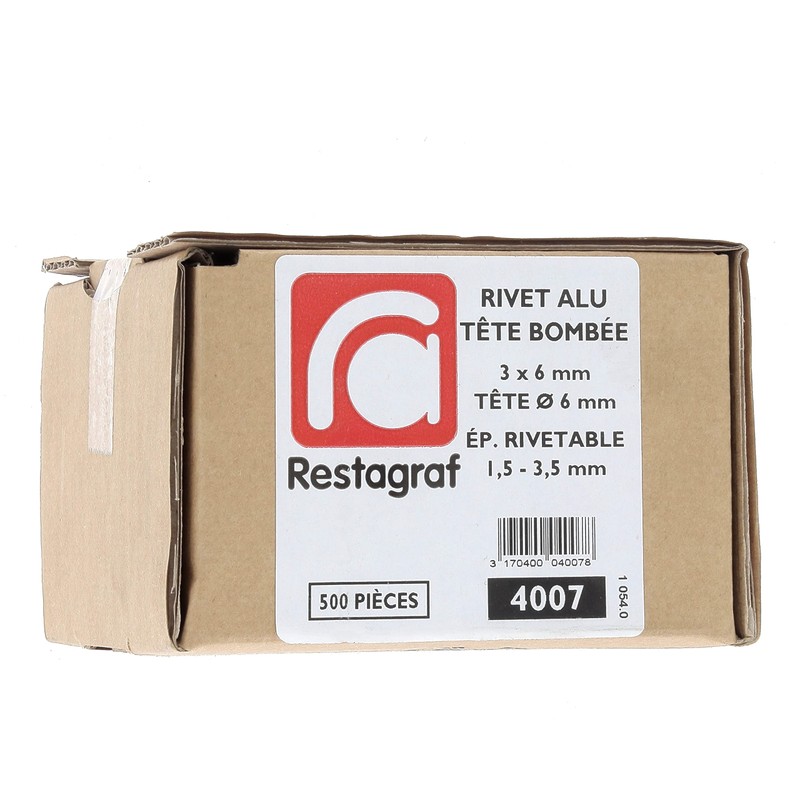 Restagraf 500 x 3mm x 6.5mm Standard Aluminium Rivets
