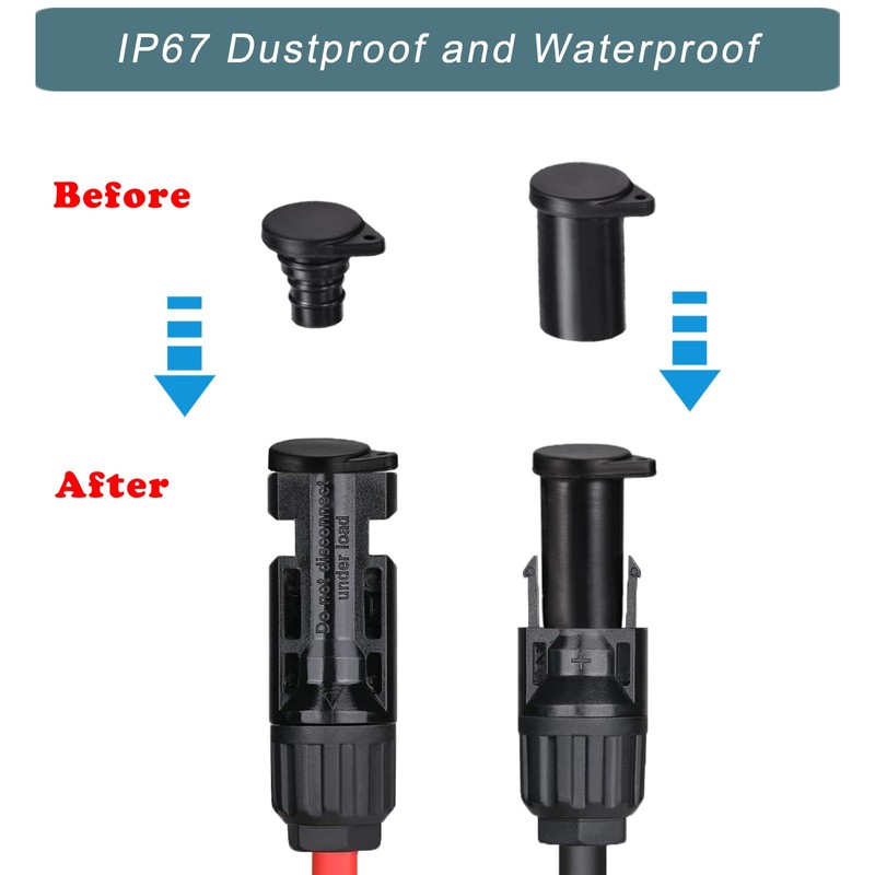 KarlKers Solar Connector Caps, IP67 Solar Panel Connector Cap Weather