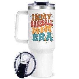 40oz Baseball Mom Tumblers for Women, Baseball Mom Gifts for Mother from Daughter Son, Baseballs Lovers Tumbler with Handle, Baseballs Cup Moms Gift for Women on Valentines Day Birthday Mothers Day