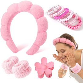 Juego de 10 piezas ZIMRAHYG fabricado en México: diadema nube, muñequeras, elásticos y clip flor