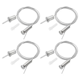PATIKIL Ceiling Hanging Wire Cable Kit, 1m/3.3ft 4 Set Adjustable Light Suspend Cable Kit Panel Hanging Rope Clamp Round Nail for Pendant Light Fitting Aquarium Lights, Style 2