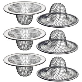 6 Pcs Silver- 2.125Inch Top / 1Inch Basket - Mesh Sink Drain Strainer Hair Catcher for Bathroom Sink, Utility, Slop, Laundry Easy Install Easy to Use, Kitchen Sink Accessories