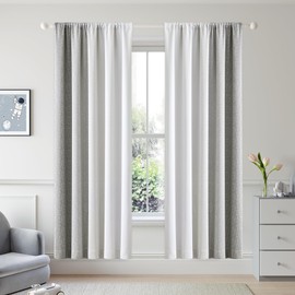 Geomoroccan Ombre 100% Blackout Curtains 72 Inches Long 2 Panels for Bedroom Living Room Grey White Gradient Patterned Room Darkening Thermal Insulated Rod Pocket Window Treatment Drapes