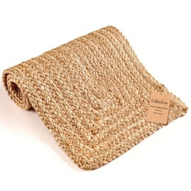 CottonCove Natural Jute Braided Table Runner 36 inches Long - 13x36 Farmhouse Jute Burlap Braided Table Runner - 100% Jute Handcrafted Rustic Vintage Dining Table Runner Natural